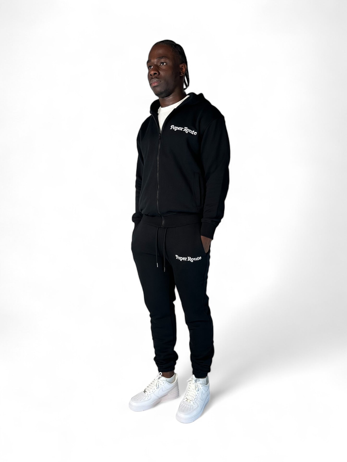 CORE BLACK EMBROIDERED TRACKSUIT