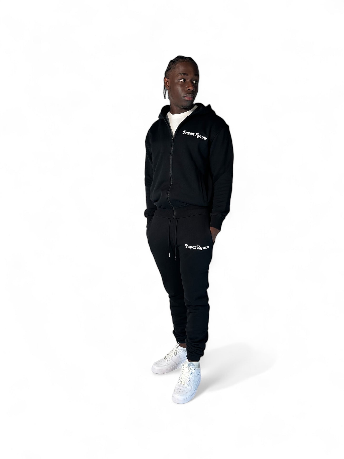 CORE BLACK EMBROIDERED TRACKSUIT